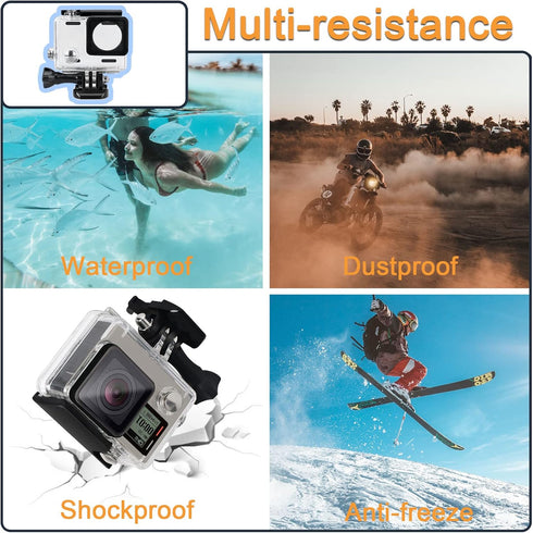 Waterproof Housing Case for GoPro Hero 4 3 Plus, Protective Underwater Dive Shell with Bracket for Go Pro Hero4 3+ Action Camera Accessories Kit...