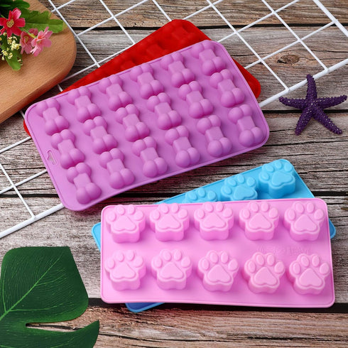 Puppy Dog Paw Bone Silicone Mold, Baking Mold, Used for Jelly, Candy, Chocolate,Ice Cube, Can Bake Dog Snack Biscuits...