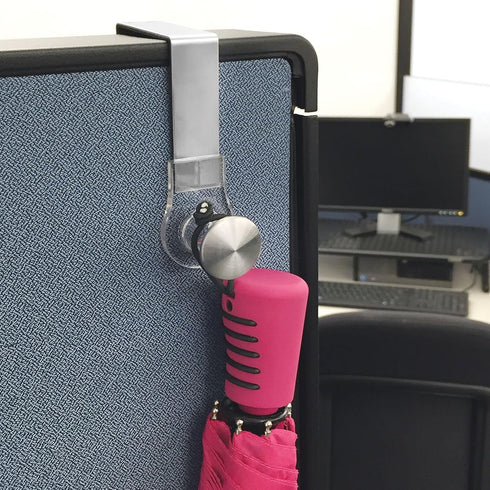 mDesign Modern Metal and Plastic Office Over The Cubicle Storage Organizer Hooks - Wall Panel Hangers for Hanging Accessories, Coats, Hats, Purses...