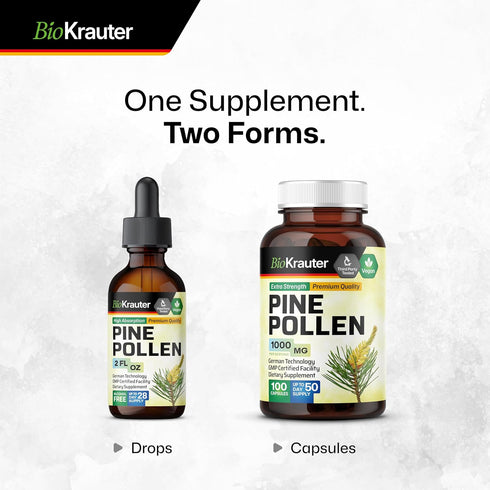 Pine Pollen Tincture - Organic Pine Pollen Powder Liquid Extract for Immune Support - Alcohol & Sugar Free Natural Herbal Supplement - Vegan Pine ...