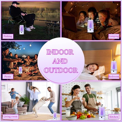 2 Pcs Electric Bug Zapper for Indoors Outdoor Mosquito Zapper Insect Purple Light Mosquito Trap Portable Fly Killer with Security Grid for Home Be...