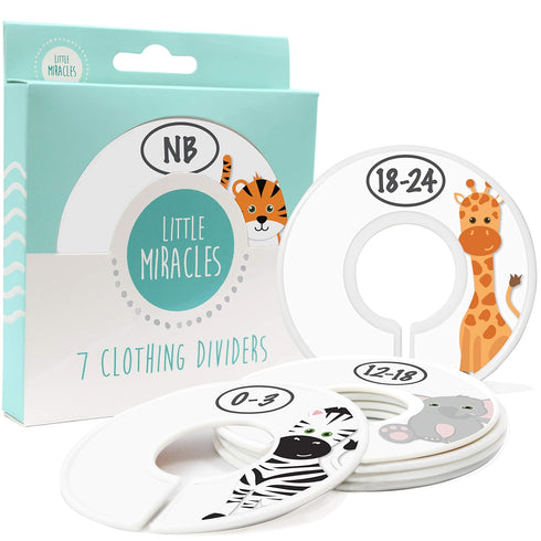Baby Closet Size Dividers - 7X Safari Nursery Closet Dividers for Baby Clothes - Elephant Giraffe Zebra Lion Monkey Cheetah Nursery Decor - Baby C...