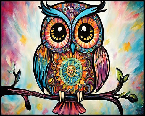 Posterizer 1 pcs- psychedelic funky hippie colorful owl print 5-Fantasy & Fiction Art-Retro Art- Living Room Bedroom Decor- unframed wall art...