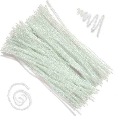 200 PCS Glitter Tinsel Creative Arts Stems Pipe Cleaners-12 Inch (Colorful White)...