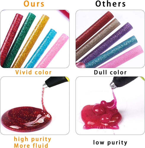 Gwybkq Mini Glitter Hot Glue Sticks 14 Colored for DIY Art Craft,4 inches 80 pcs...