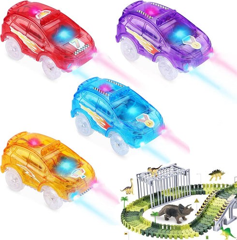 Tracks Cars Replacement only, Toy Cars for Tracks Glow in The Dark, Magic Car Accessories with 5 Flashing LED Lights, Compatible with Most Tracks ...
