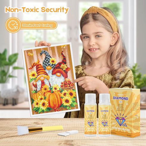 GHHKUD Diamond Painting Sealer 240ML, DIY Diamond Art Glue Sealer with Sponge Head & Applicator, 5D Diamond Painting Accessories Permanent Hold Sh...