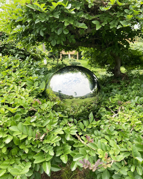 8 Inch Gazing Globe Mirror Ball in Silver Stainless Steel, Polished Hollow Ball Reflective Garden Sphere Floating Pond Balls for Home Garden?Silve...