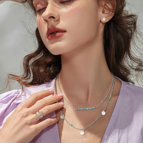 ORAZIO 52 Pcs Jewelry Sets for Women Layered Necklace Adjustable Braided Bracelets Set Dangle Stud Hoop Earrings CZ Stackable Knuckle Ring Set Fas...