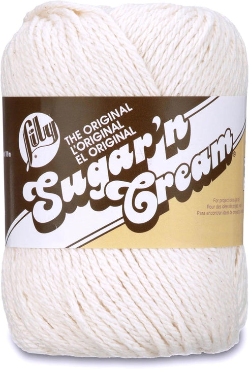 Lily Sugar 'N Cream The Original Solid Yarn, 2.5oz, Medium 4 Gauge, 100% Cotton - Ecru - Machine Wash & Dry...