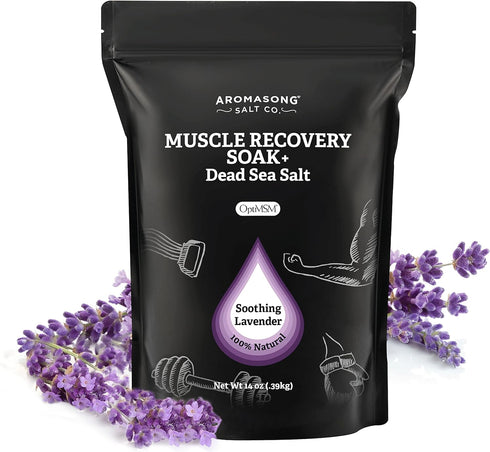 Aromasong Muscle Recovery Bath Soak with Dead Sea Salt, OptiMSM, Magnesium Flakes & Essential Oils for Post Workout Soreness - Made in USA - 14 oz...
