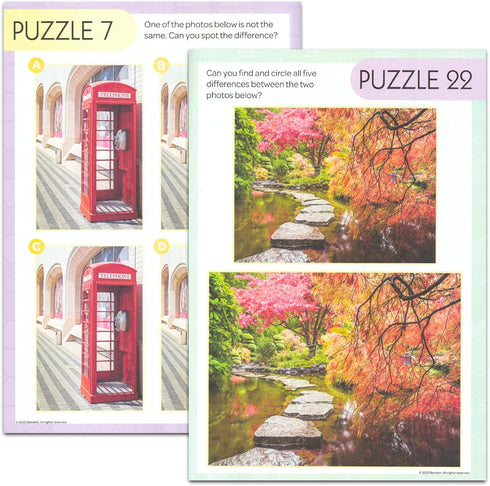 Spot The Difference Picture Puzzle Books Set - Bundle with 2 Find The Difference Brain Challenging Activity Books for Adults Plus Bookmark | 50+ M...