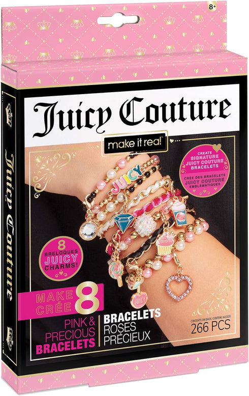 Make It Real - Juicy Couture Pink and Precious Bracelets - DIY Charm Bracelet Making Kit - Friendship Bracelet Kit with Charms, Beads & Cords - Ar...