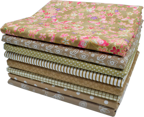 iNee Light Coffee Fat Quarters Fabric Bundles, Quilting Sewing Fabric, 18 x 22 inches,(Light Coffee)...