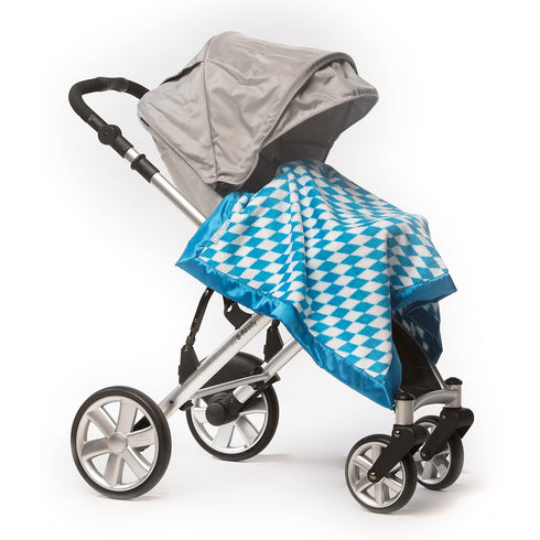 SwaddleDesigns Stroller Blanket, Cozy Plush Baby/Toddler Blanket, 30x40 inches, Forever Diamonds with Blue Satin Trim, Sapphire Blue...