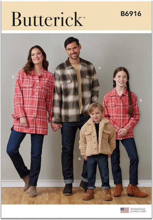 Butterick Children's, Teens' and Adults' Jacket Sewing Pattern Kit, Design Code B6916, Sizes XS-L/S-XL, Multicolor...