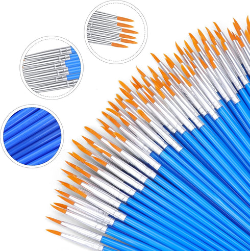 AROIC Small Paint Brushes Bulk,130pcs Nylon Hair Round Detail Paint Brushes for Classroom Model Oil Watercolor Face Acrylic Painting,Acrylic Paint...