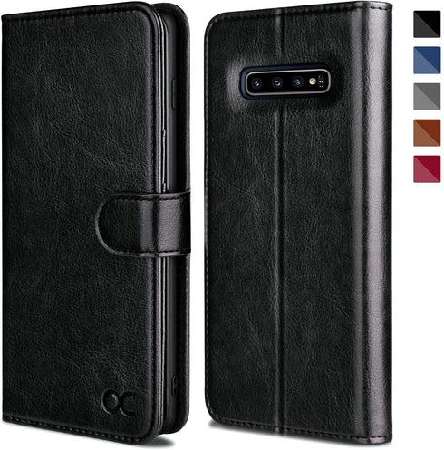 OCASE Compatible with Samsung Galaxy S10 Plus Case - Leather Flip Wallet with Card Slot, Kickstand & TPU Shockproof Interior (Black)...