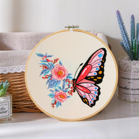 Santune 3 Pack Embroidery Kit for Beginners Adults Cross Stitch Kits for Beginners Hand Embroidery with Butterfly Patterns and Instructions DIY Ki...
