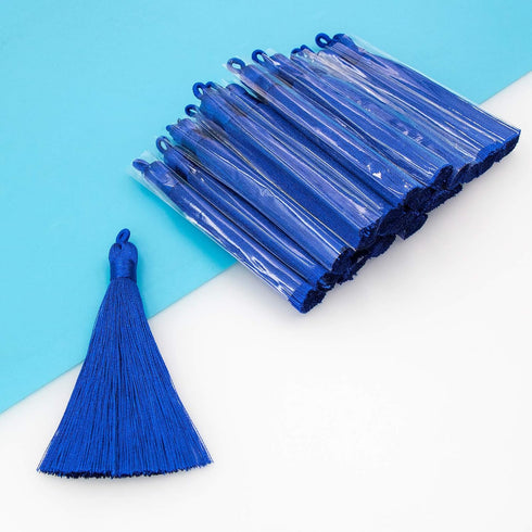 VAPKER 20pcs Blue Tassel Mini Silk Tassels for Craft Jewelry Making Woman, Handmade Soft Ice Silky Tassels with Loops for DIY Projects, Bookmarks(...