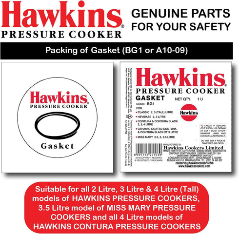 Hawkins A10-09 Gasket Sealing Ring for Pressure Cookers, 2 to 4-Liter, Black...