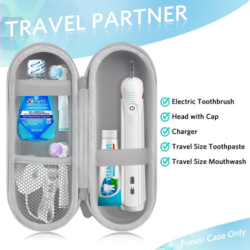 Electric Toothbrush Travel Case, Hard Storage Bag with Electric Toothbrush Caps...