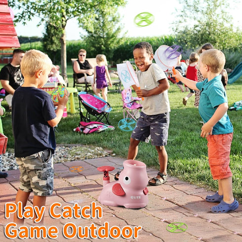 Outdoor Toys for Kids Ages 4-8, Flying Disc Launcher Toy for Kids with 8 Flying Discs 2 Net Pockets Kids Outside Toys for 4 5 6 7 8 Years Old Kids...