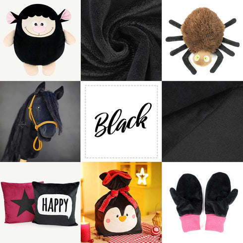 Short Pile Plush Fabric for Sewing/Minky for plushies & Many More ? 39.5x29.5 inch ? Pile Length 1/16 inch (1.5 mm) ? Black...