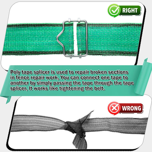 24 Pieces 1.6 Inches Electric Fence Poly Tape Splicer Polytape Buckle Stainless Steel Electric Fence Connectors for Outdoor Electric Fence, Silver...