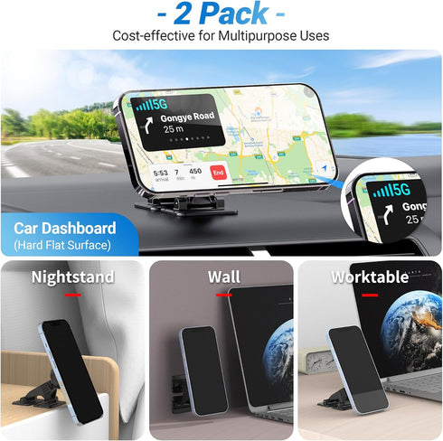 PROfezzion 2-Pack Compatible with MagSafe Car Mount, Magnetic Phone Holder for Car Dashboard, Home & Office Compatible with iPhone 16 15 14 13 12 ...