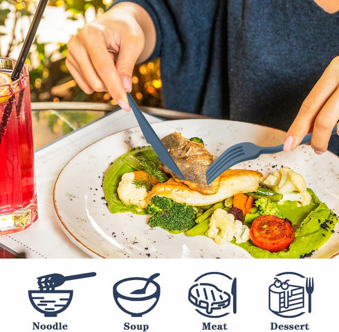 Reusable Utensils Set with Case, 4 Sets Portable Knives Spoons and Forks Chopsticks Travel Cutlery Set for Lunch Box Accessories, Plastic Camping ...