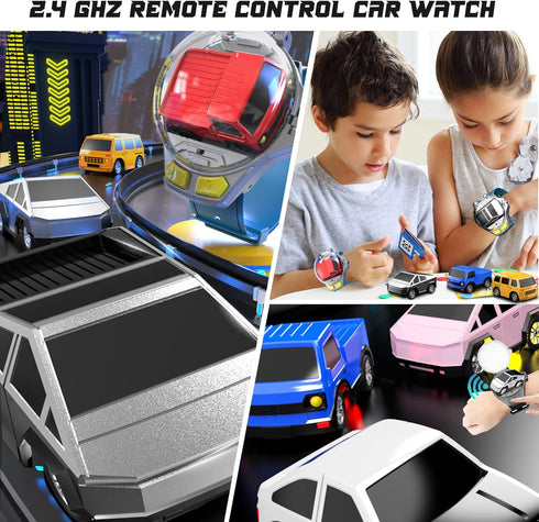 Mini Remote Control Car Watch Toy with LED Lights, 2.4G RC Cars Toy Car Watch USB Charging Hand Controlled Watch RC Car for Kids Boys Girls for Bi...