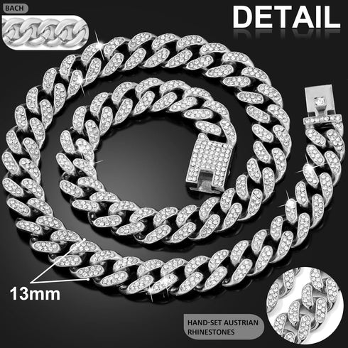 Cuban Link Dog Collar Gold Silver Color Metal Dog Chain Collar Cuban Diamond Chain Pet Collars for Dogs Cats Jewelry 8/10/14/16/18/20/24/28 Inch (...