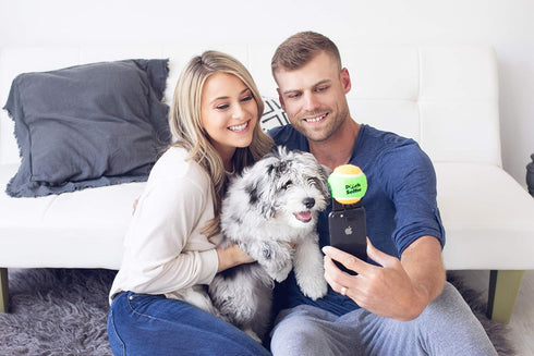 Cell Phone Dog Universal Selfie Stick, Dog Training, Tennis Ball for Dogs Photos, Pet Selfie Tool Get Your Pooches Attention (AS SEEN ON Shark Tan...