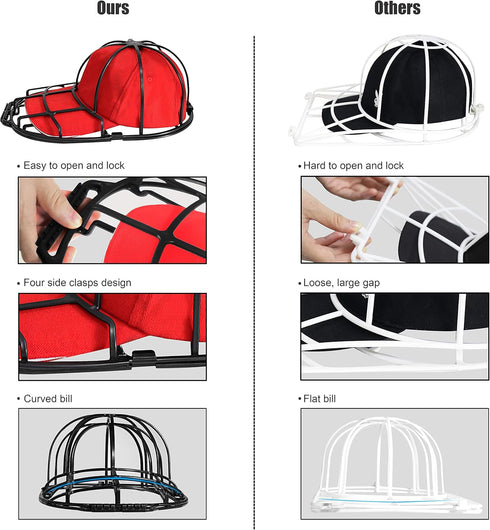 Hat Washer Cage - Hat Cleaner | Perfect Fit for Adult and Kids Hats | Ideal for Baseball Caps | Safe for Dishwasher and Washing Machine | Black | ...