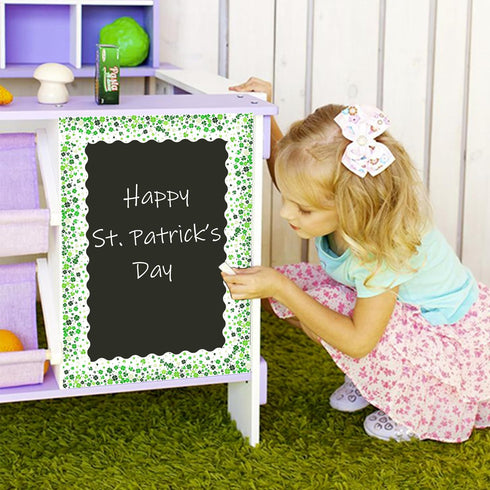 49.2 Ft St. Patrick's Day Bulletin Board Border Roll, Shamrock Clover Bulletin Board Border Trim for St. Patrick's Day Irish Holiday Classroom Off...