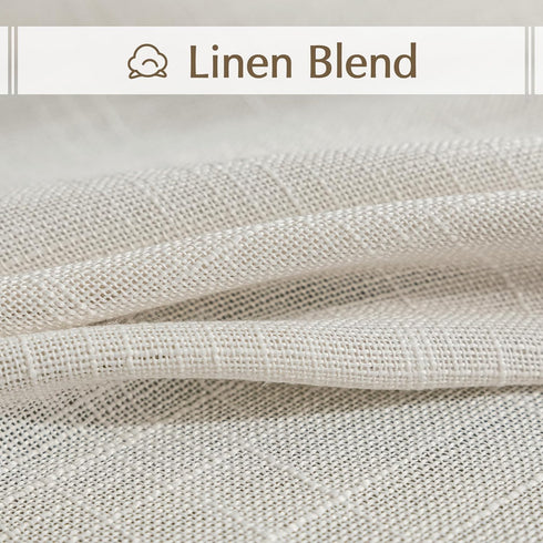 FMFUNCTEX Side Light Linen Texture Semi Sheer Narrow French Door Panels for Front/Glass Door, Window - 24 Inch L x 72 Inch W x 2 Panels...