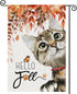 Fall Cat Garden Flags 12x18 Inch Double Sided, Hello Fall Cat Maple Small Yard Flags Seasonal Decorations for Outdoor...