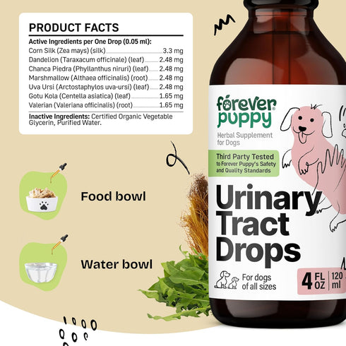 Urinary Tract Drops for Dogs - Bladder Support w/Corn Silk & Chanca Piedra Stone Breaker - Herbal Dog Food Supplements for Kidney Support - Liquid...