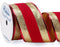 Ribbli Gold Glitter Wired Ribbon with Red Velvet Stripe 2-1/2 Inch x Continuous 10 Yard Christmas Ribbon for Big Bow,Gift Wrapping,Wreath,Tree Dec...