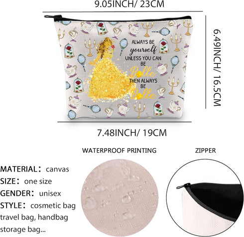 Beauty Movie Makeup Bag Fans Gift Princess Birthday Gift Fairy Tales Cosmetic Bag (ALWAYS BE Bellee)...