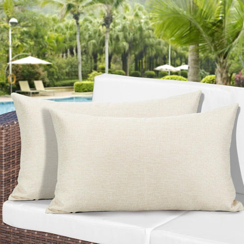 OTOSTAR Pack of 2 Waterproof Outdoor Indoor Throw Pillow Covers 12x20 Inch Garden Decorative Pillow Covers Pillowcases Outdoor Patio Cushion Case ...