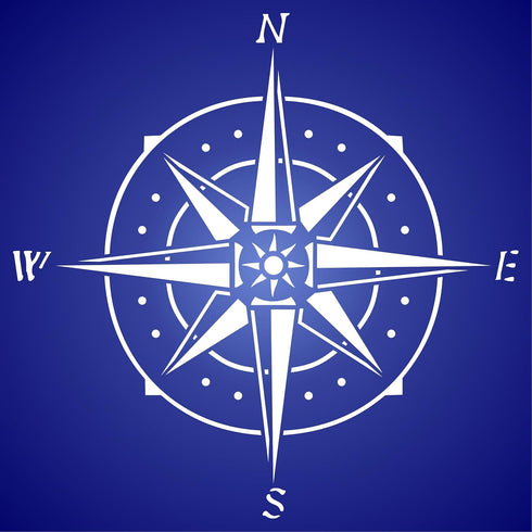 Compass Stencil, 14 x 14 inch (XL) - Ocean Nautical Seashore Wall Stencils for Painting Template...