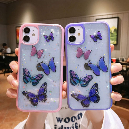 Butterfly Bling Clear Case Compatible with iPhone 12 and iPhone 12 Pro 6.1 inch 2020, Case for Women Cute Slim Soft Slip Resistant Protective - Pu...