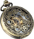 Avaner Steampunk Retro Half Hunter Copper Gear Skeleton Hand Wind Mechanical Roman/Arabic Numeral Analog Display Pocket Watch with 14" Chain...