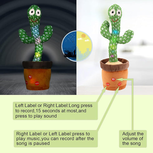 Emoin Dancing Cactus Baby Toys, Talking Cactus Toys Repeats What You Say Baby Boy Toys, Dancing Cactus Mimicking Toy with LED English Sing Talking...