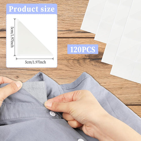 120PCS Collar Stays, No Curl Collar Polo Shirt Collar Stays for Men's Dress Shirts, PVC Collar Anti-Warping Edge Shaper, Shirt Collar Triangle Pat...
