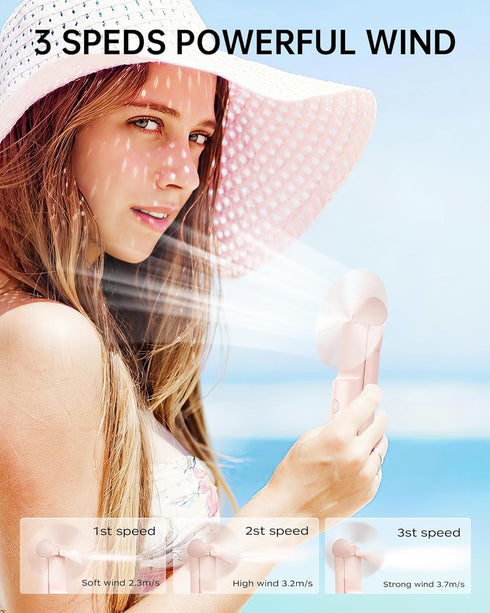 Handheld Fan, Portable Mini Fan 1800mAh USB Rechargeable, Max 12H Runtime, Battery Operated Pocket Fan, Personal Makeup Lash Fans, Gifts for Women...