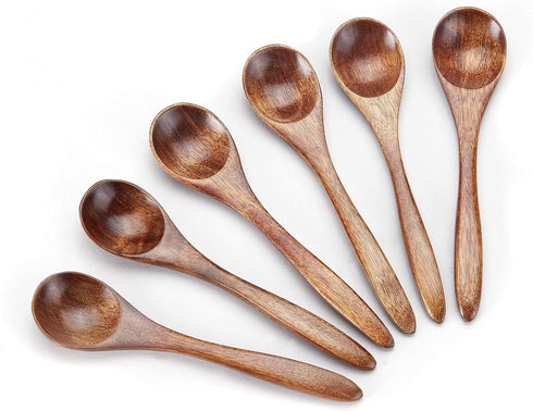 Sevensun Small Wooden Teaspoon, 6pcs Serving Wooden Utensils For Cooking, Condiments, Honey, Spoons For Daily Use...