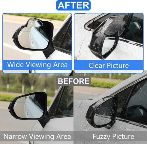LivTee Blind Spot Mirror with Side Mirror Rain Guard, Carbon Fiber 2-in-1 Side Mirror Covers Kit with Wide Angle Adjustable Stick for Cars SUV and...